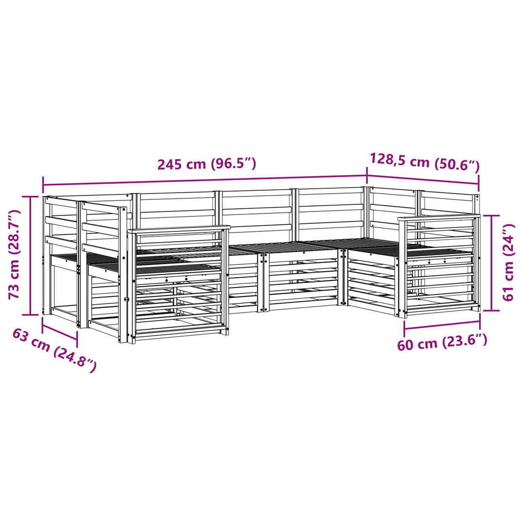 Udendørs sofagruppe 6 pcs Hvid 245 x 128,5 x 73 cm