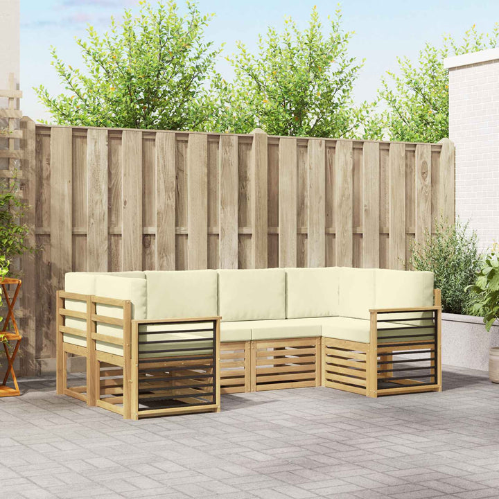 Sektionalsofa sæt med pude 6 pcs Hvid og cremefarvet Polyester