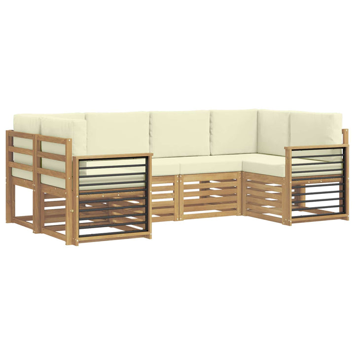Sektionalsofa sæt med pude 6 pcs Hvid og cremefarvet Polyester