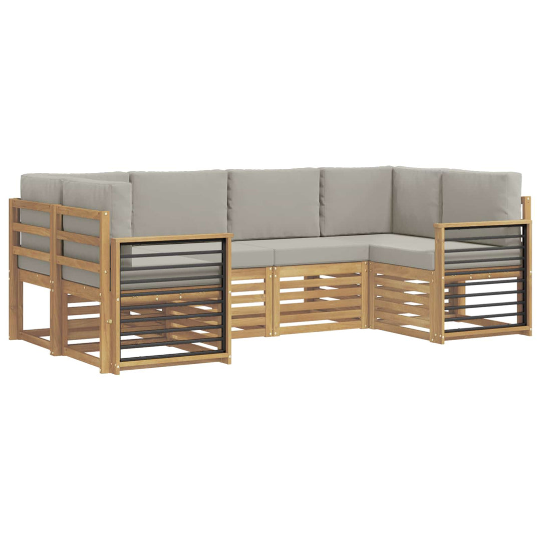 Sektionalsofa sæt 6 pcs Hvid og lysegrå 245 x 128,5 x 73 cm