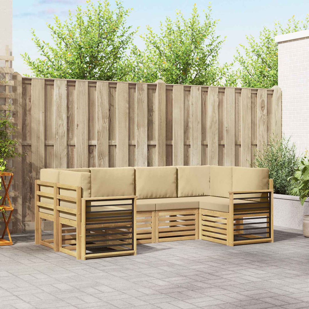Sektionalsofa sæt 6 pcs Hvid og Beige 245 x 128,5 x 73 cm