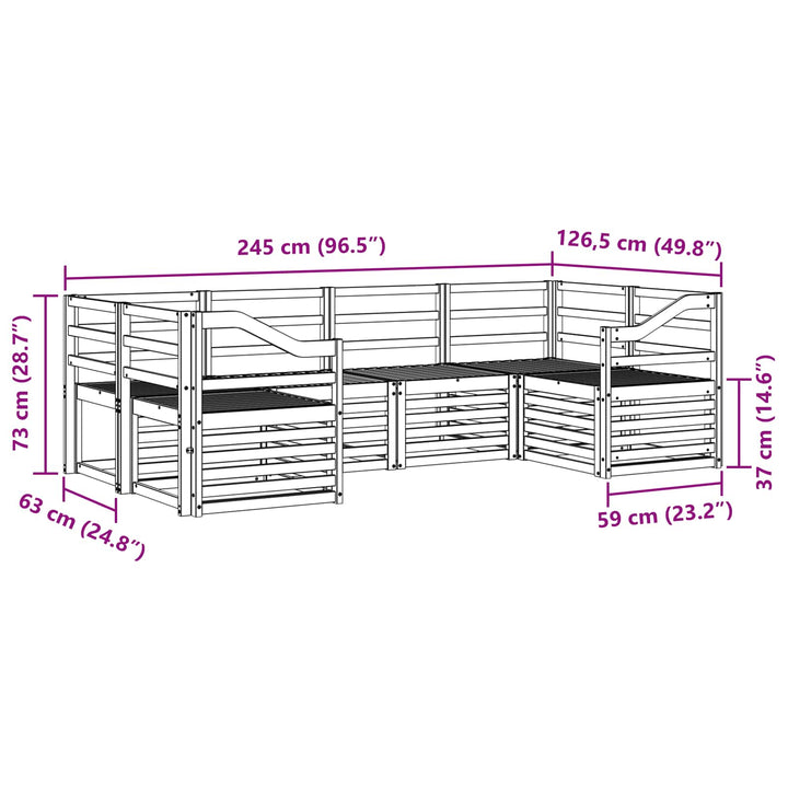 Udendørs sofagruppe 6 pcs Hvid 245 x 126,5 x 73 cm