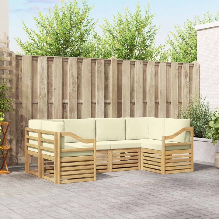 Sektionalsofa sæt med pude 6 pcs Hvid og cremefarvet Polyester