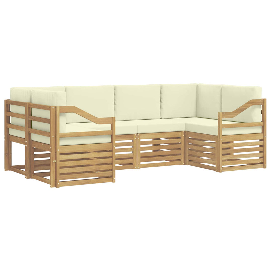 Sektionalsofa sæt med pude 6 pcs Hvid og cremefarvet Polyester