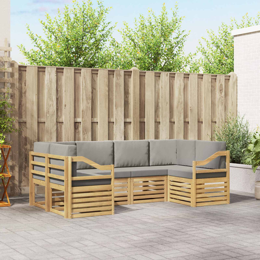 Sektionalsofa sæt 6 pcs Hvid og lysegrå 245 x 126,5 x 73 cm