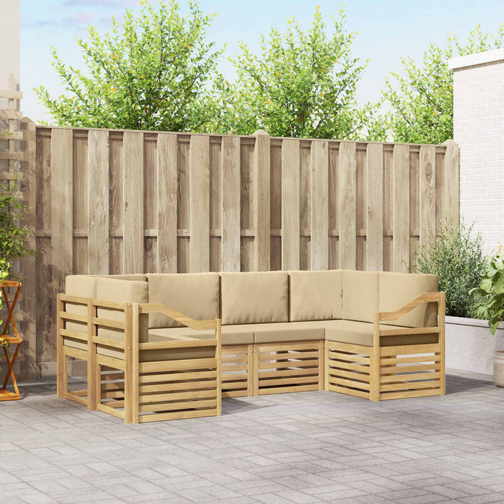 Sektionalsofa sæt 6 pcs Hvid og Beige 245 x 126,5 x 73 cm