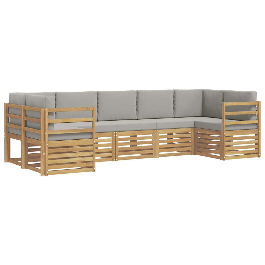Sektionalsofa sæt 7 pcs Hvid og lysegrå 304 x 126,5 x 73 cm