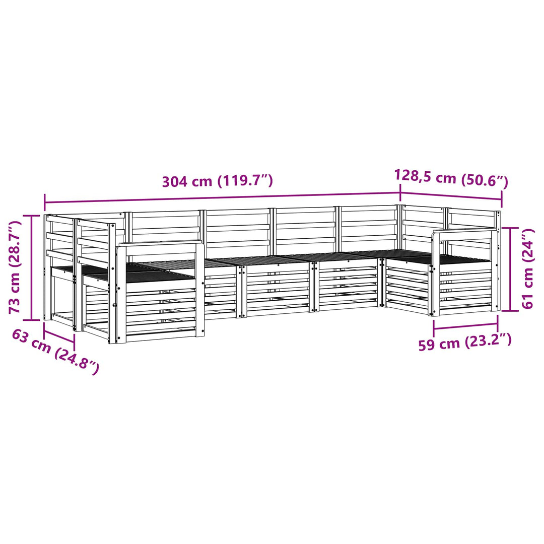Udendørs sofagruppe 7 pcs Hvid 304 x 128,5 x 73 cm