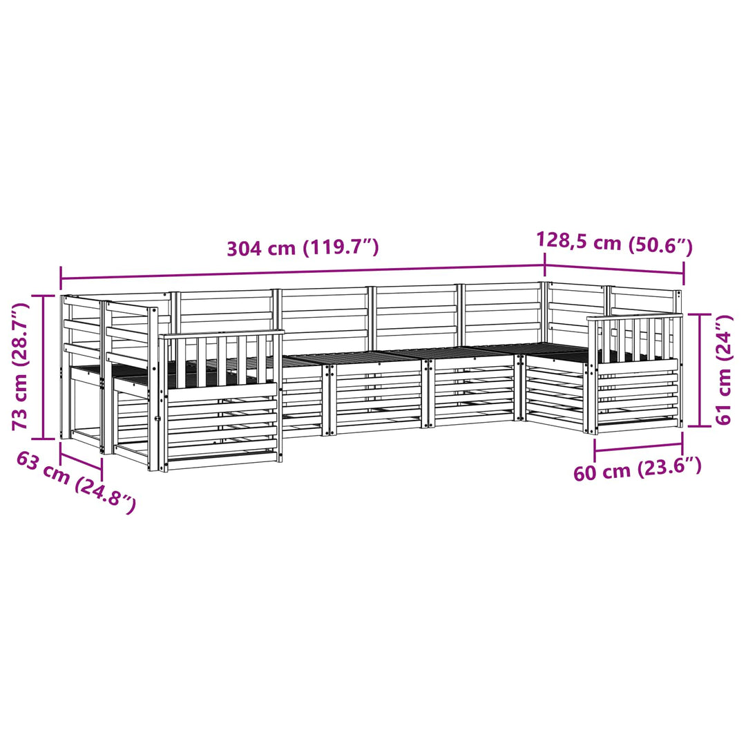 Udendørs sofagruppe 7 pcs Hvid 304 x 128,5 x 73 cm