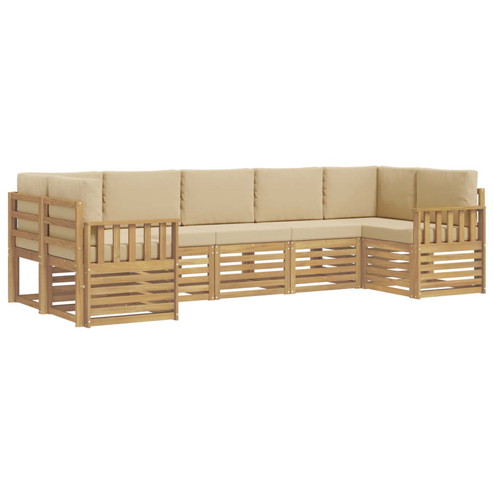 Udendørs sofagruppe 6 pcs Hvid og Beige 304 x 128,5 x 73 cm