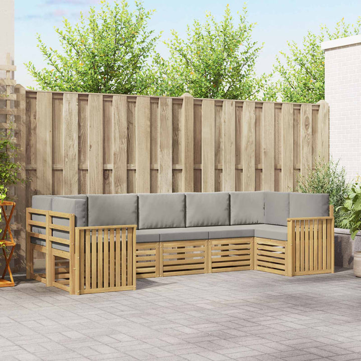Udendørs sofagruppe 7 pcs Hvid og lysegrå 304 x 128,5 x 73 cm