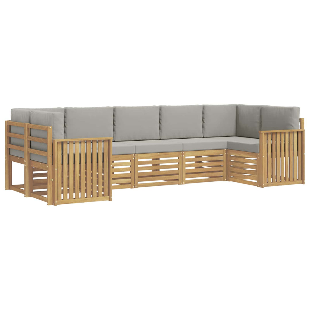 Udendørs sofagruppe 7 pcs Hvid og lysegrå 304 x 128,5 x 73 cm