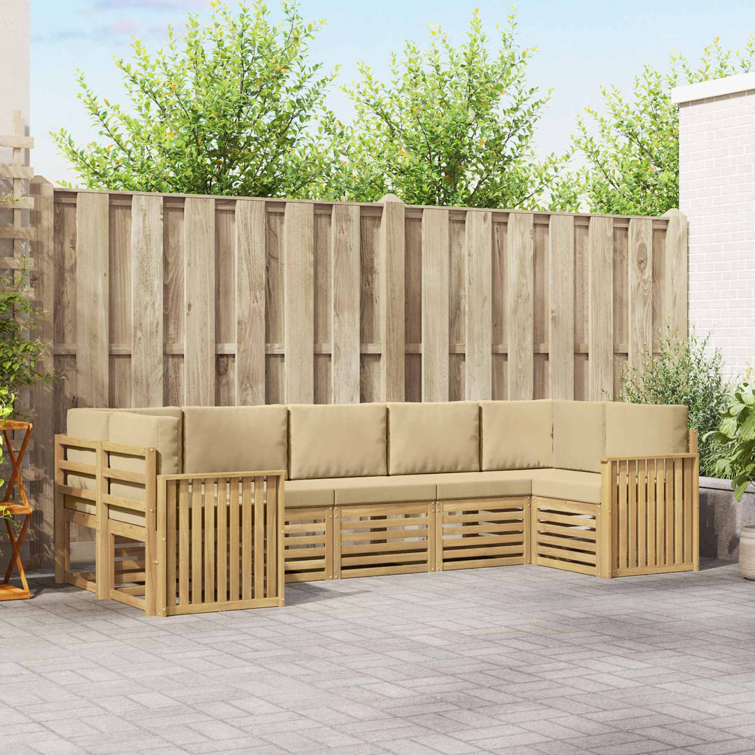 Udendørs sofagruppe 7 pcs Hvid og Beige 304 x 128,5 x 73 cm