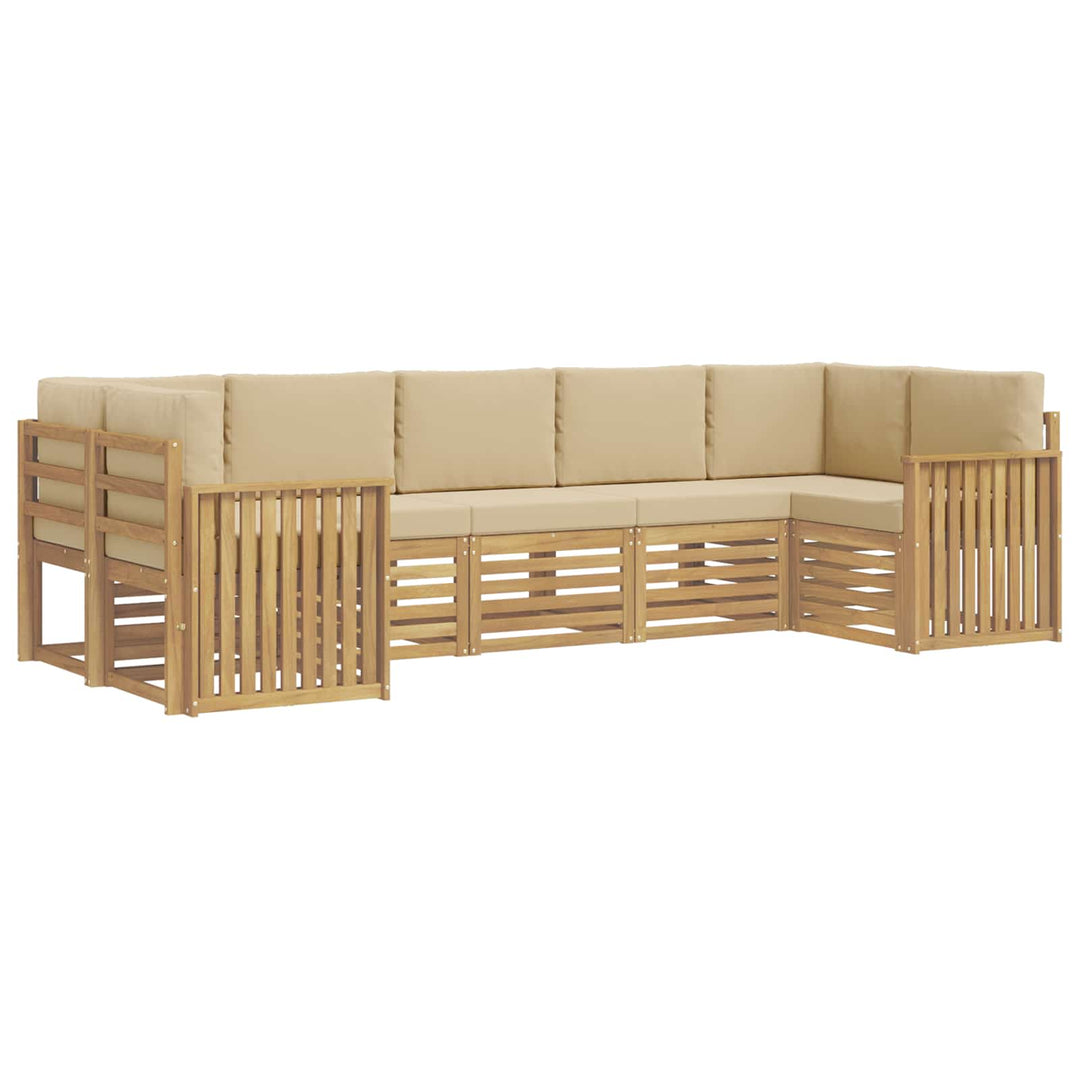 Udendørs sofagruppe 7 stk. Hvid og Beige Polyester