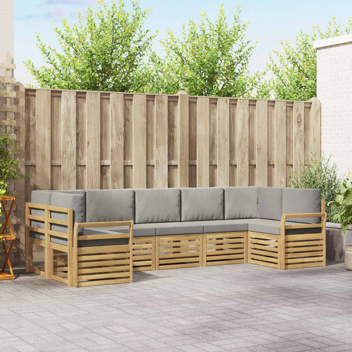 Udendørs sofagruppe 7 pcs Hvid og lysegrå 304 x 130,5 x 73 cm