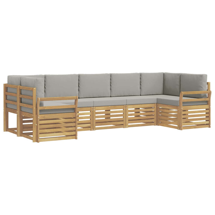 Udendørs sofagruppe 7 pcs Hvid og lysegrå 304 x 130,5 x 73 cm