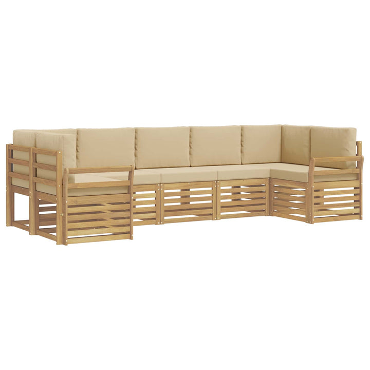 Udendørs sofagruppe 7 pcs Hvid og Beige 304 x 130,5 x 73 cm