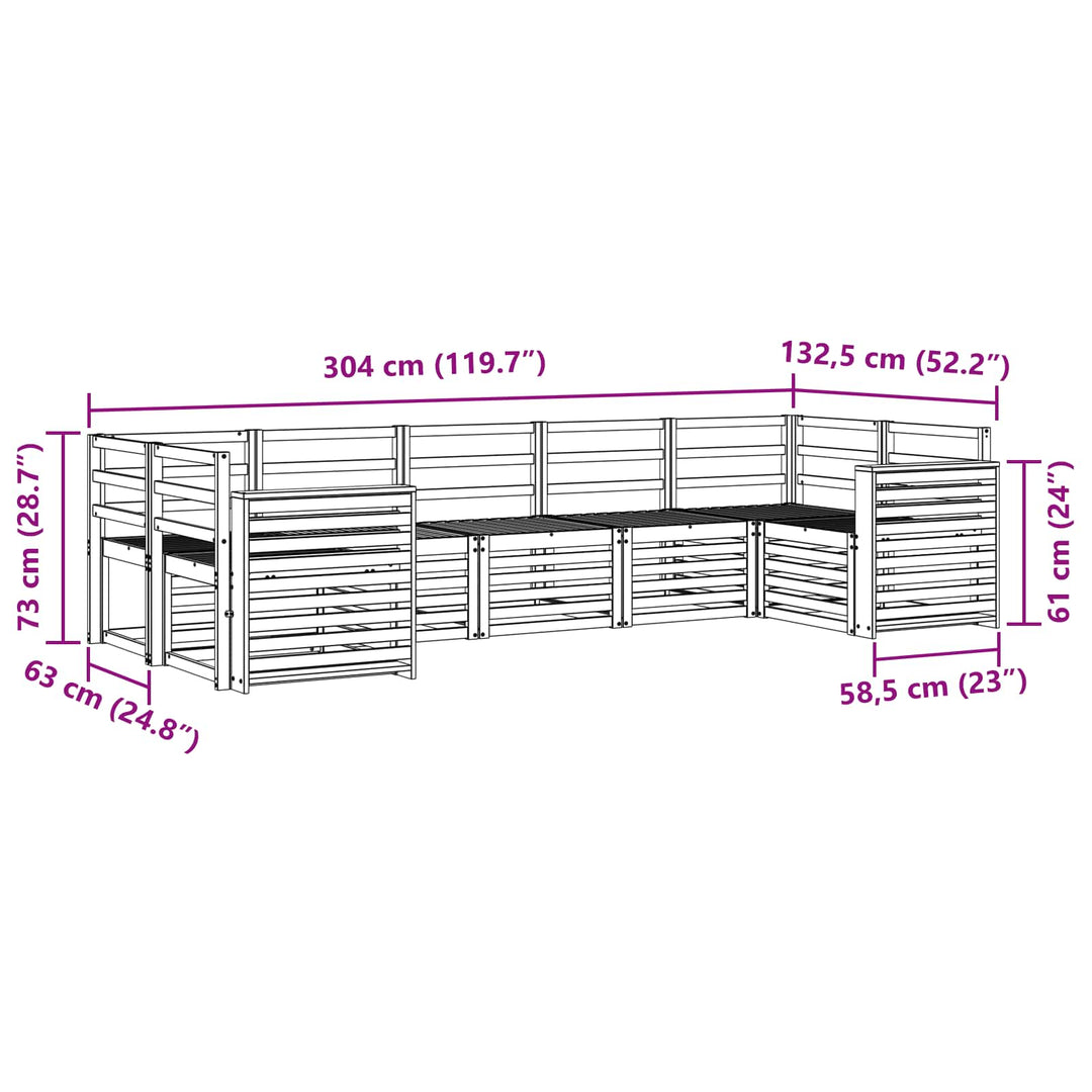 Udendørs sofagruppe 7 pcs Hvid 304 x 132,5 x 73 cm