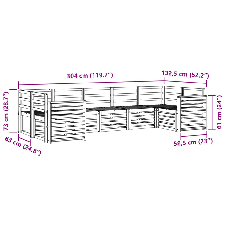 Udendørs sofagruppe 7 pcs Hvid 304 x 132,5 x 73 cm