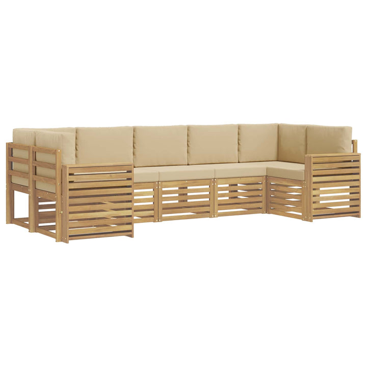 Udendørs sofagruppe 7 stk. Hvid og Beige Polyester