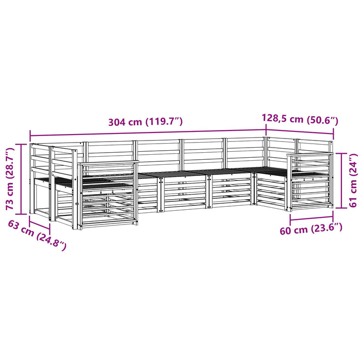 Udendørs sofagruppe 7 pcs Hvid 304 x 128,5 x 73 cm