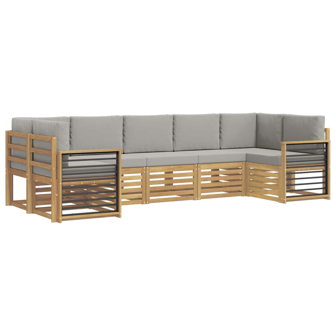 Sektionalsofa sæt 7 pcs Hvid og lysegrå 304 x 128,5 x 73 cm