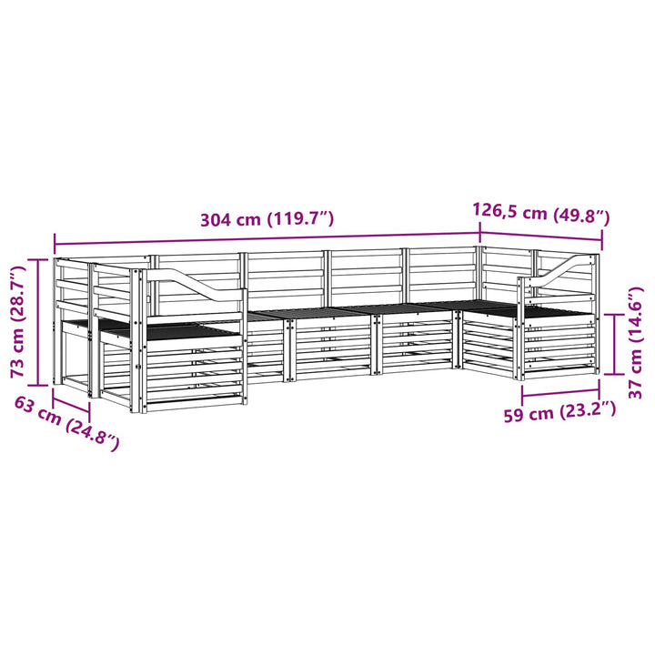 Udendørs sofagruppe 7 pcs Hvid 304 x 126,5 x 73 cm