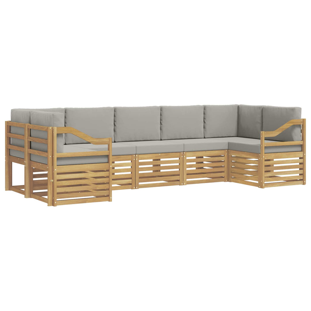 Sektionalsofa sæt 7 pcs Hvid og lysegrå 304 x 126,5 x 73 cm
