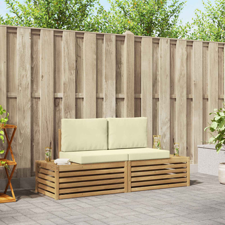 Udendørs sofagruppe med pude Hvid 182,5 x 63 x 73 cm Polyester
