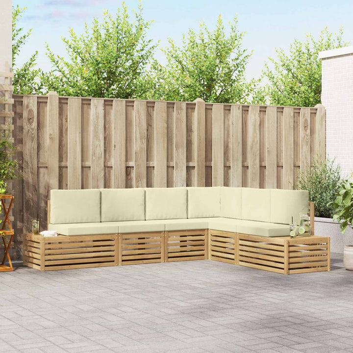 Udendørs sofagruppe med pude Hvid 273 x 213,5 x 73 cm Polyester