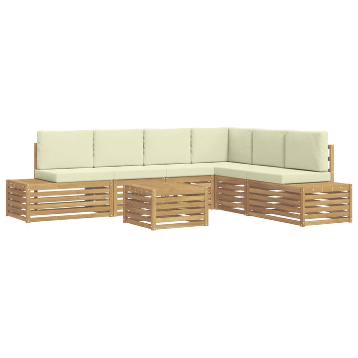 7 pcs Udendørs sofagruppe Polyester Hvid og cremefarvet