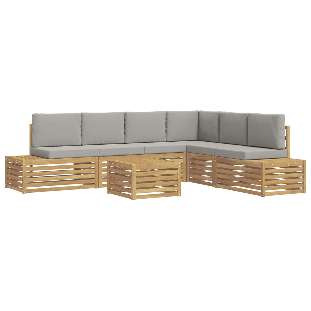 7 pcs Udendørs sofagruppe Polyester Hvid og lysegrå