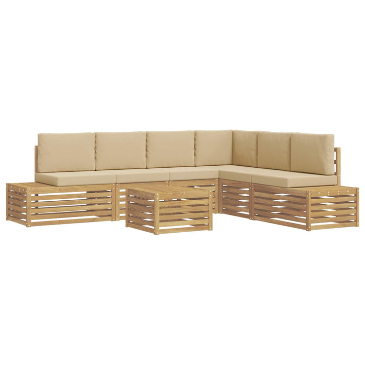 7 stk. Udendørs sofagruppe Polyester Hvid og Beige