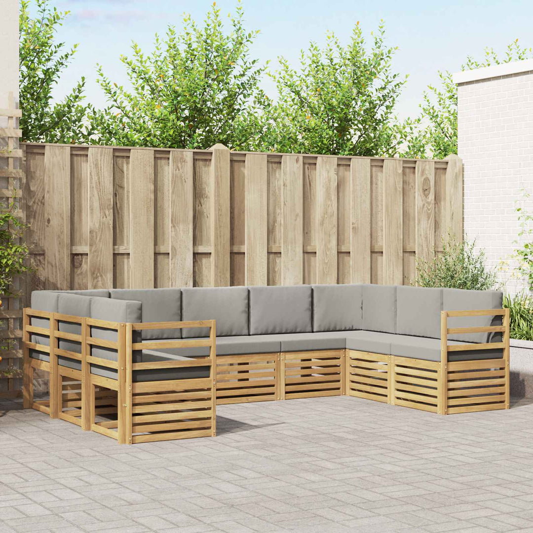 Sektionalsofa sæt 9 pcs Hvid og lysegrå 304 x 185,5 x 73 cm