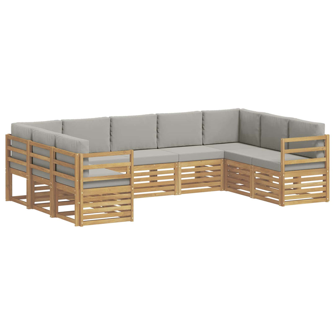 Sektionalsofa sæt 9 pcs Hvid og lysegrå 304 x 185,5 x 73 cm