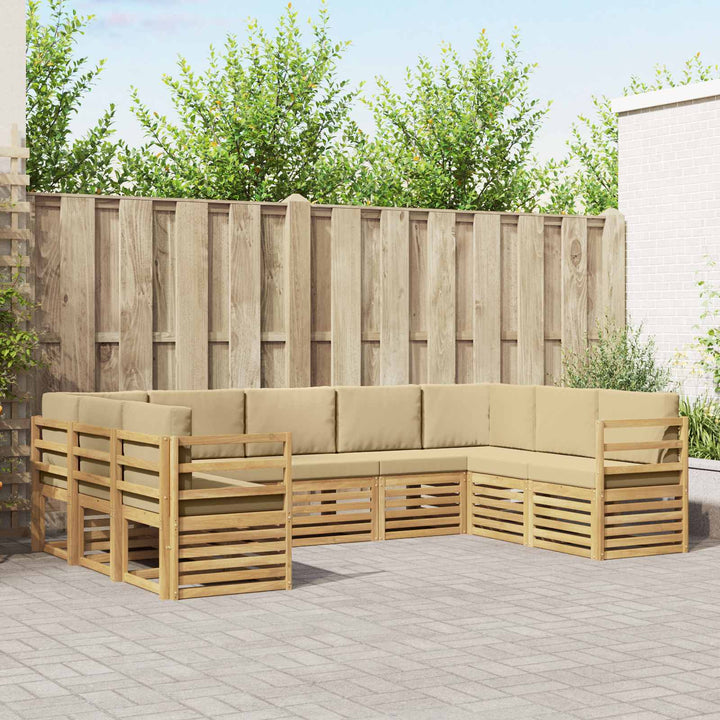 Sektionalsofa sæt 9 pcs Hvid og Beige 304 x 185,5 x 73 cm