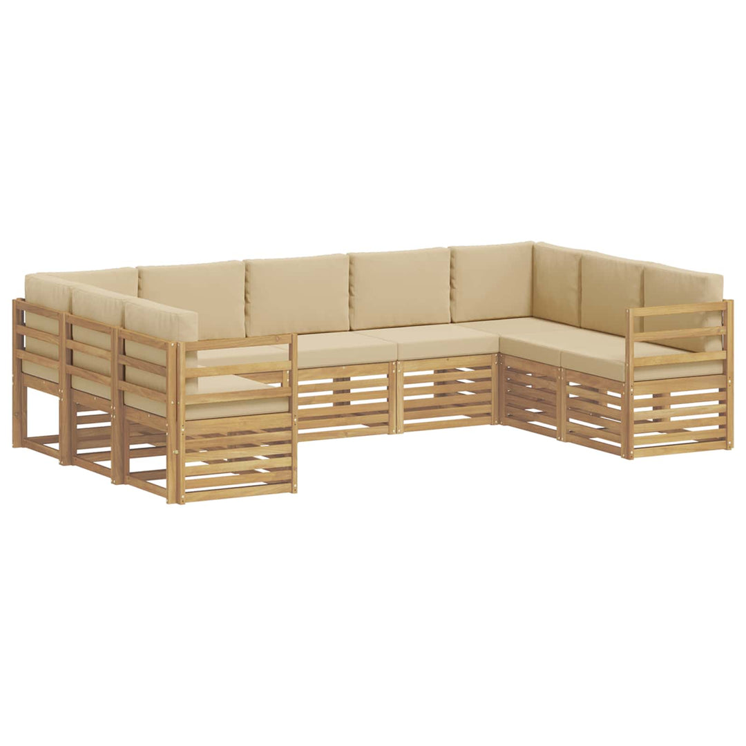 Sektionalsofa sæt 9 pcs Hvid og Beige 304 x 185,5 x 73 cm