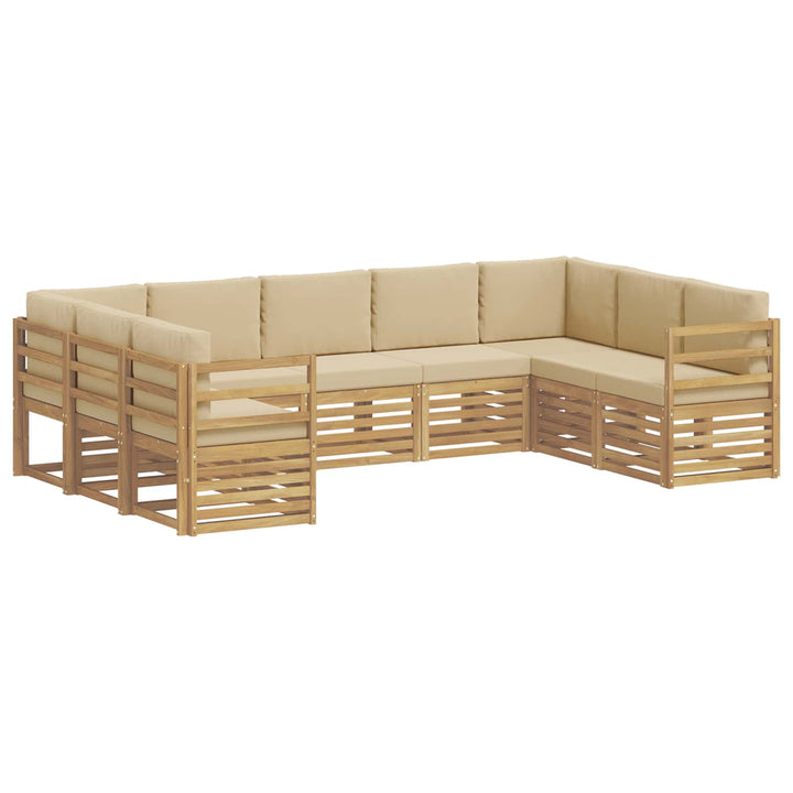 Sektionalsofa sæt 9 pcs Hvid og Beige 304 x 185,5 x 73 cm