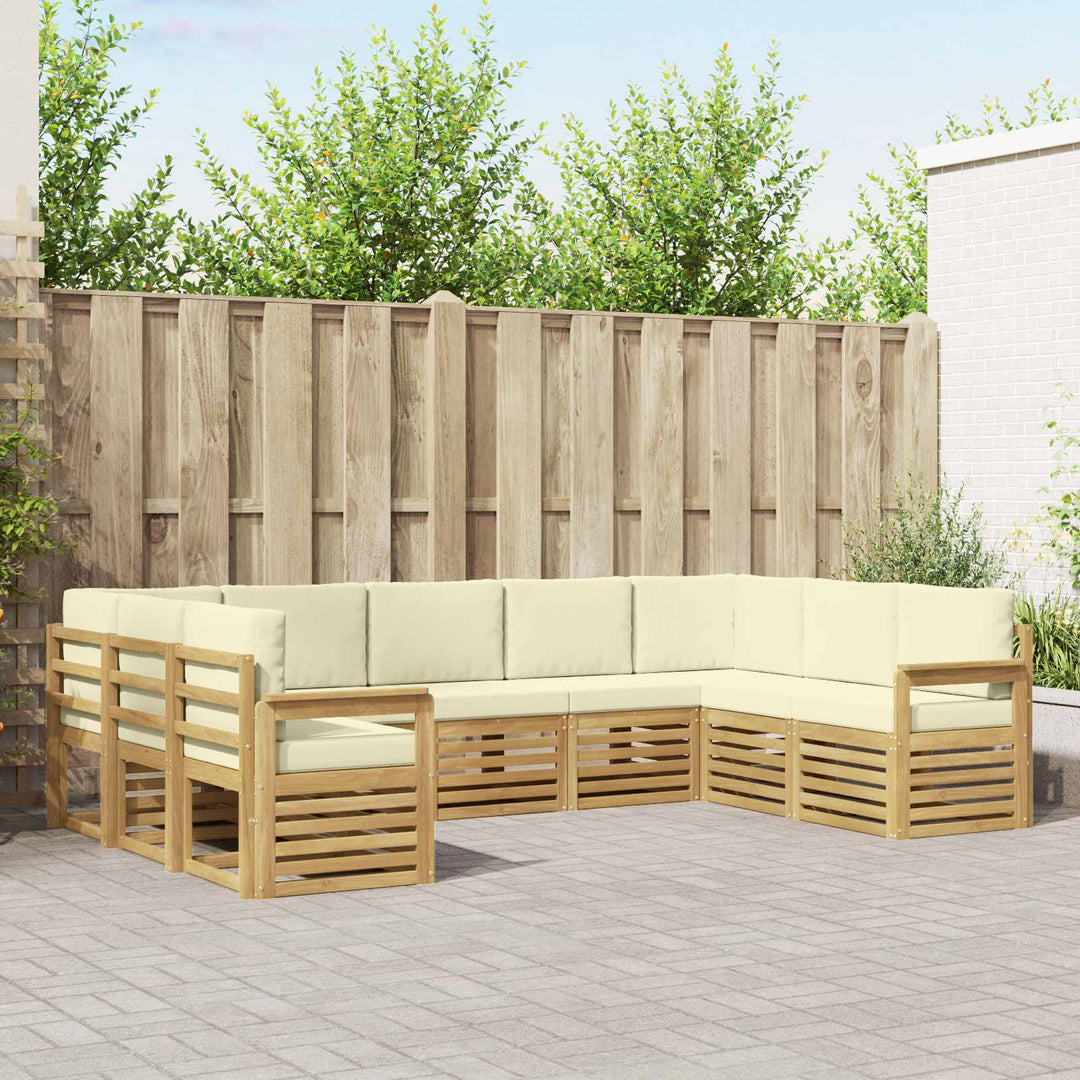 Udendørs sofagruppe 7 pcs Hvid og creme 304 x 128,5 x 73 cm