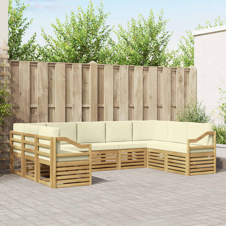Sektionalsofa sæt med pude 9 pcs Hvid og cremefarvet Polyester