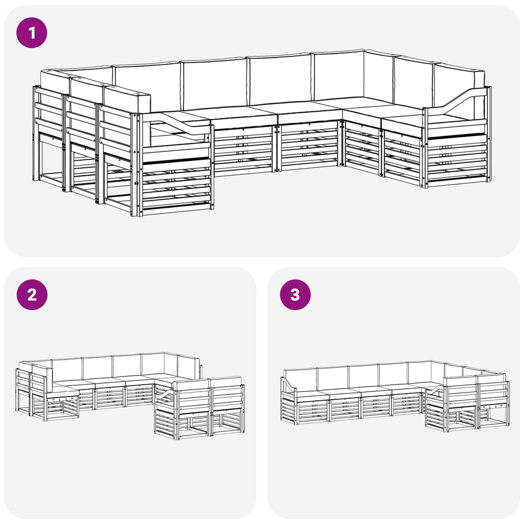 Sektionalsofa sæt 9 pcs Hvid og antracit 304 x 185,5 x 73 cm