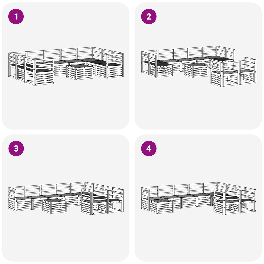 Udendørs sofagruppe 10 pcs Hvid 59 x 59 x 37 cm