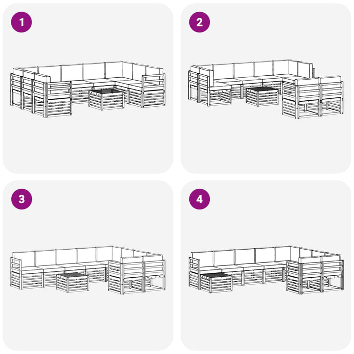 Udendørs sofagruppe 8 pcs Hvid og Antracitgrå 59 x 59 x 37 cm