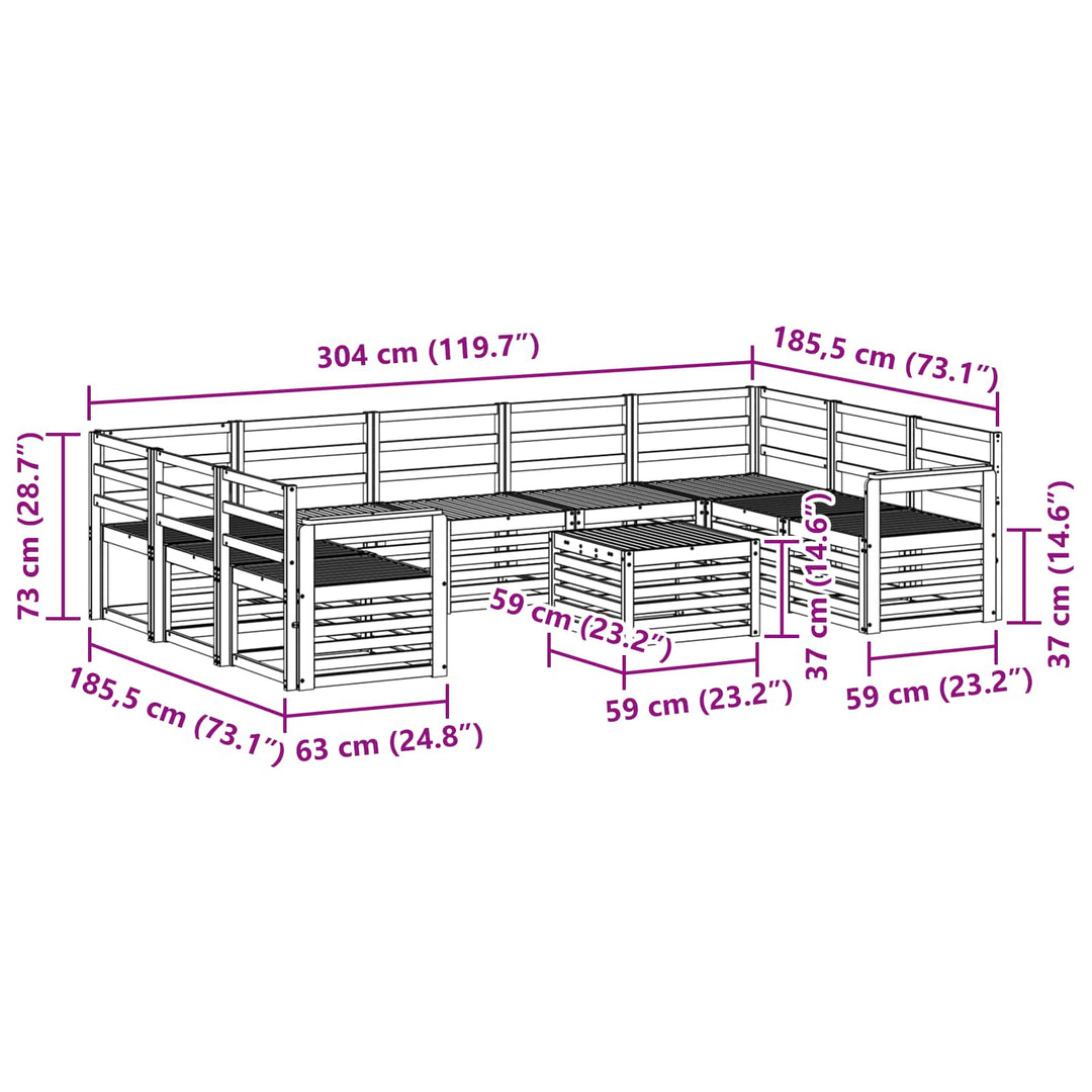 Udendørs sofagruppe 10 pcs Hvid 59 x 59 x 37 cm