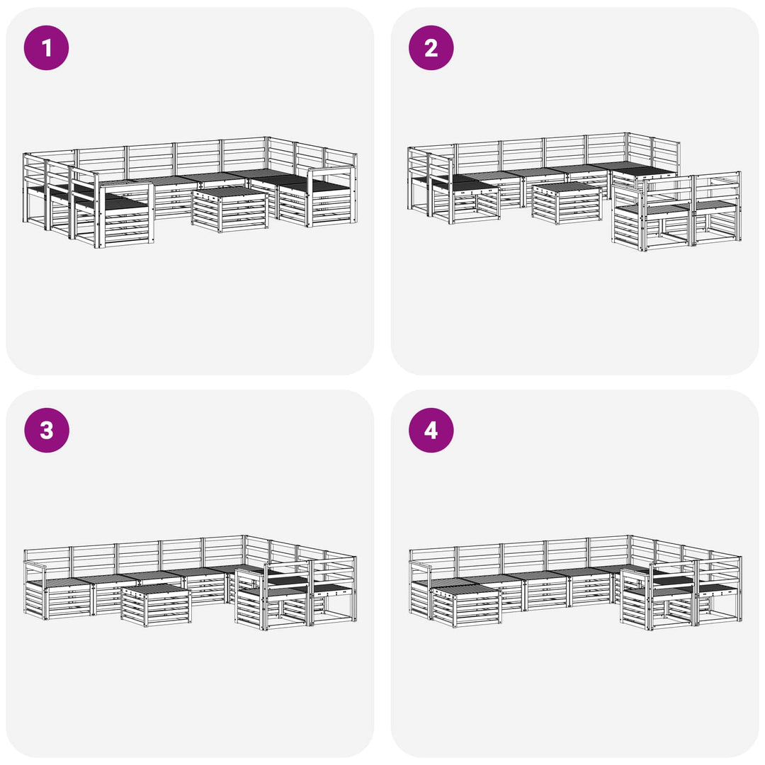 Udendørs sofagruppe 10 pcs Hvid 59 x 59 x 37 cm