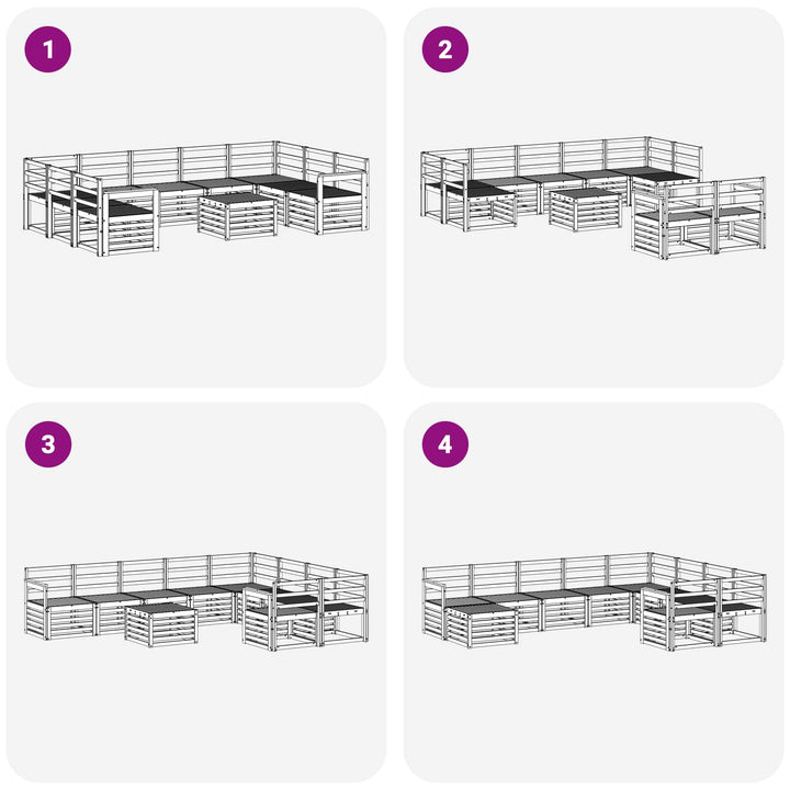 Udendørs sofagruppe 10 pcs Hvid 59 x 59 x 37 cm