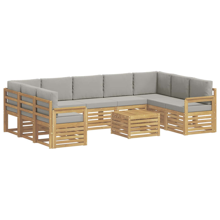 Udendørs sofagruppe 8 pcs Hvid og lys grå 59 x 59 x 37 cm