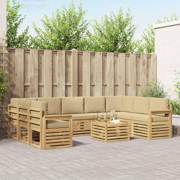 Udendørs sofagruppe 8 pcs Hvid og Beige 59 x 59 x 37 cm