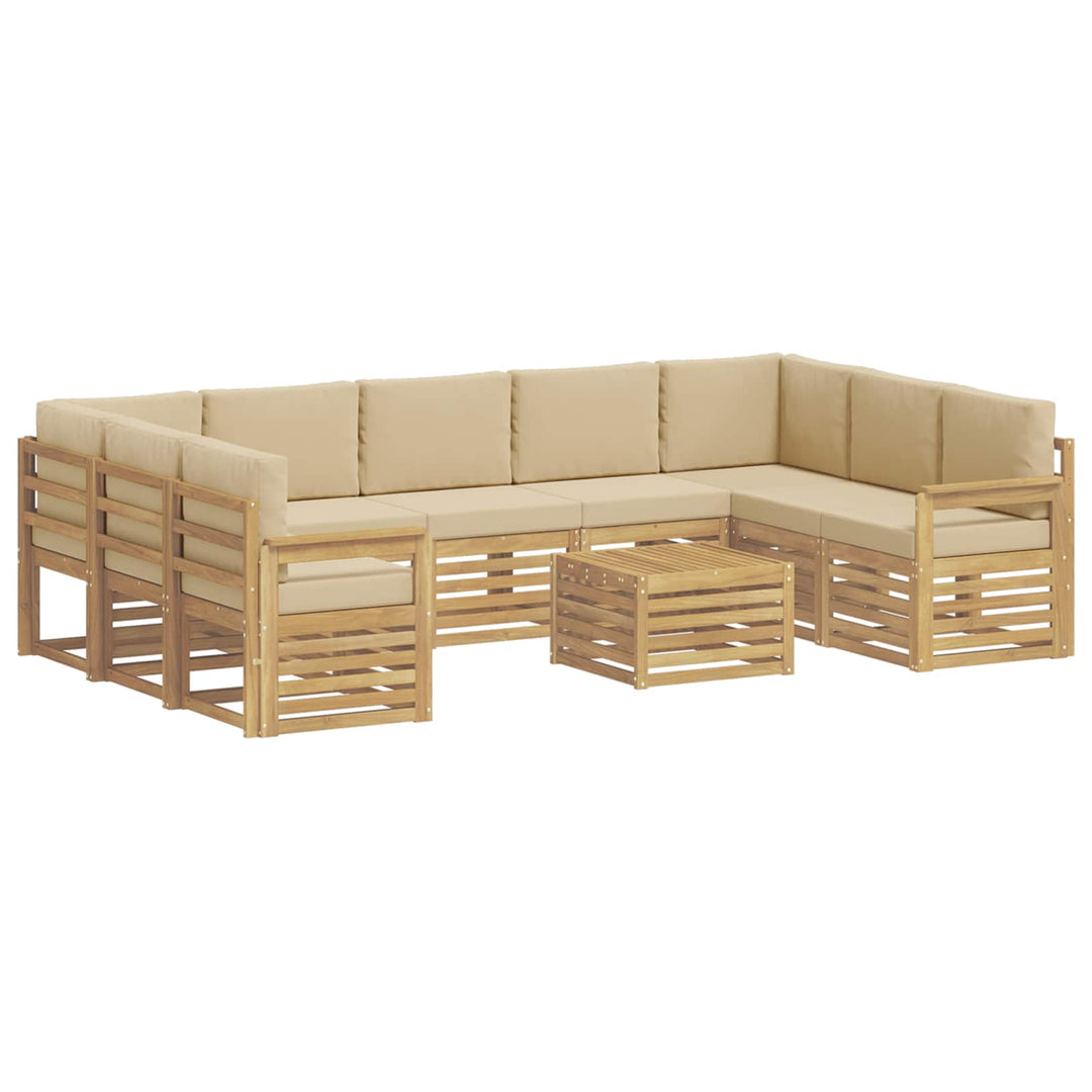 Udendørs sofagruppe 8 pcs Hvid og Beige 59 x 59 x 37 cm