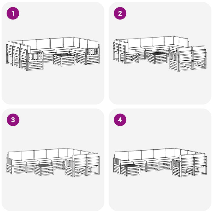 Udendørs sofagruppe 8 pcs Hvid og Antracitgrå 59 x 59 x 37 cm